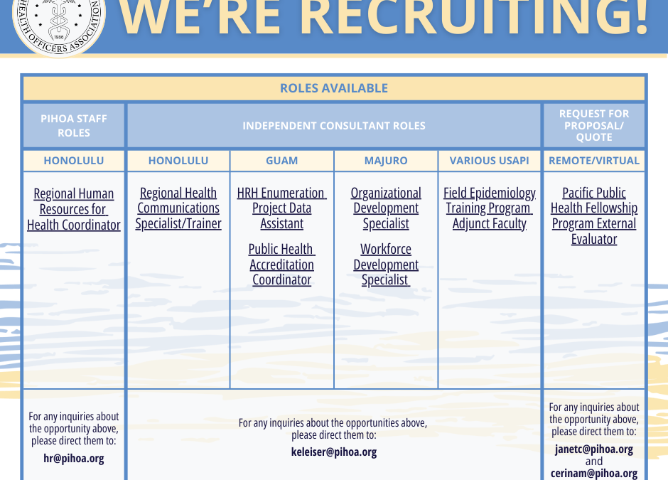 PIHOA E-Blast: We’re Recruiting – July 2024