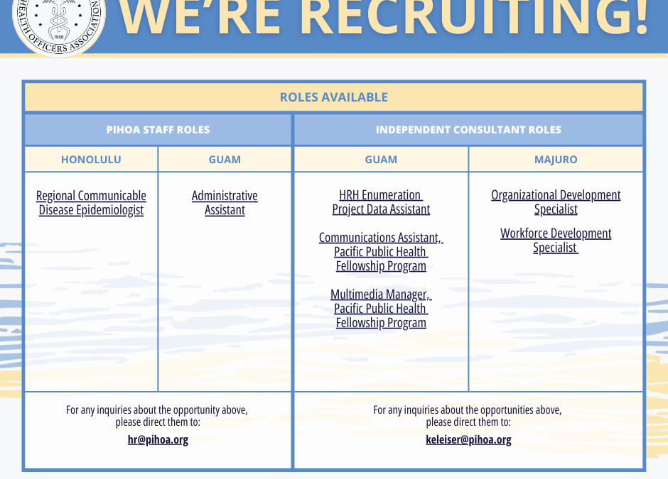 PIHOA E-Blast: We’re Recruiting – April 2025